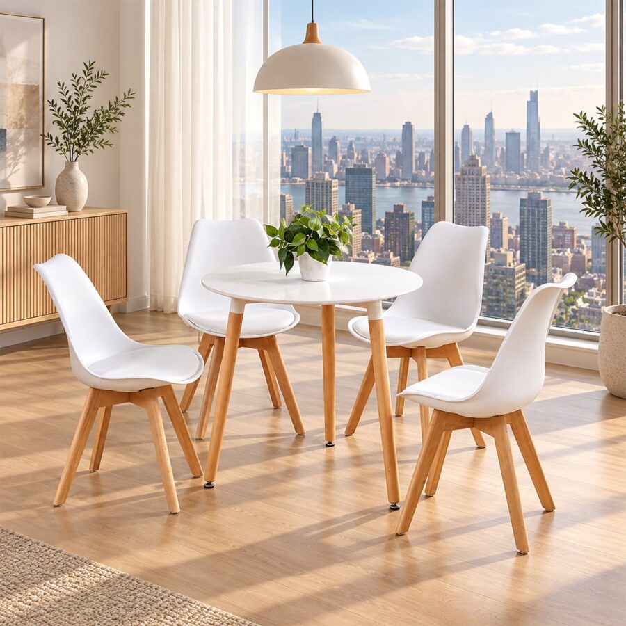 Bộ Bàn Ăn 4 Ghế Eames Mặt Nệm ST-CB002