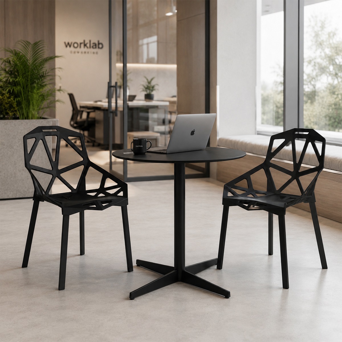 Ghế Cafe Hiện Đại Mặt Nhựa Chân Sắt