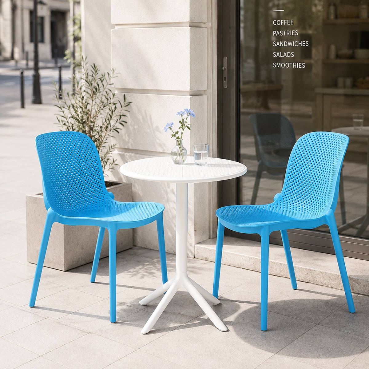 Ghế cafe nhựa đúc xếp chồng
