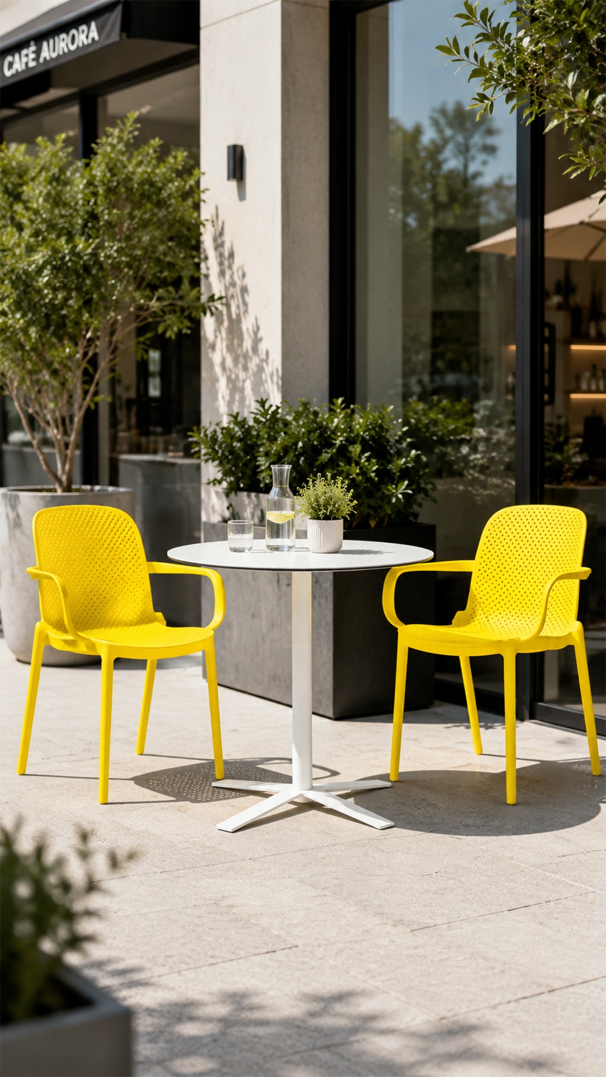 Ghế cafe nhựa hiện đại xếp chồng