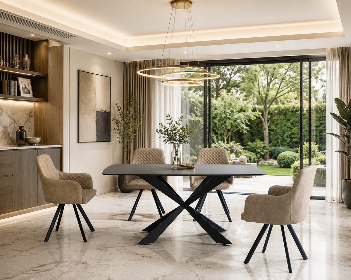 Bộ bàn ăn 4 ghế nệm da sang trọng