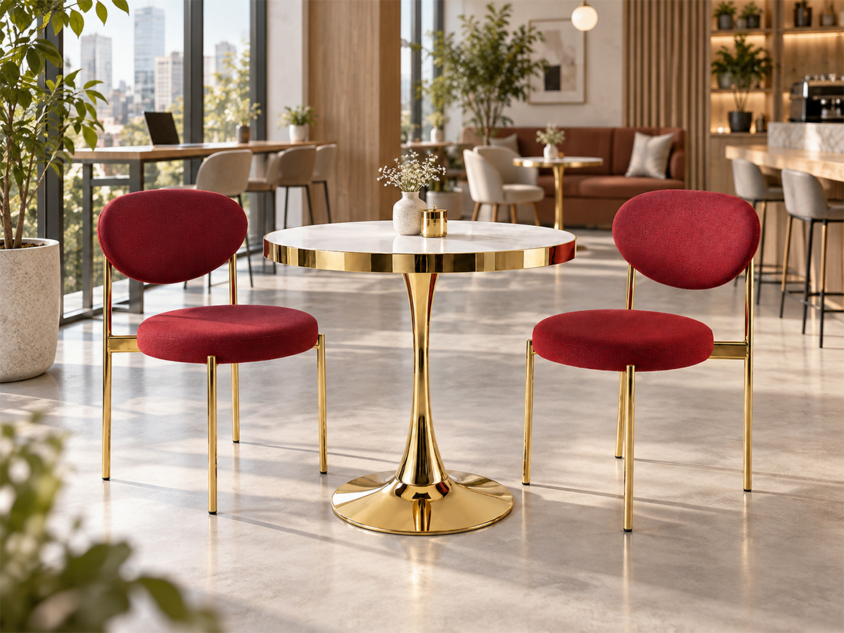 Bàn Cafe Tròn D80 Tulip Mạ Vàng DP-WT029