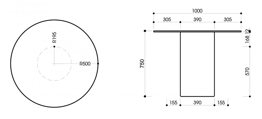 Bàn ăn mặt đá tròn TB14