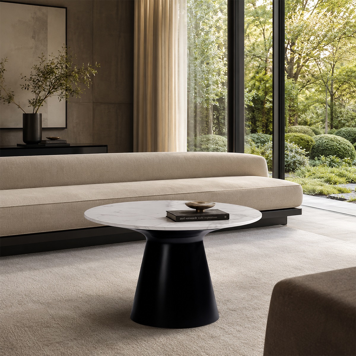 Bàn trà sofa mặt đá tròn