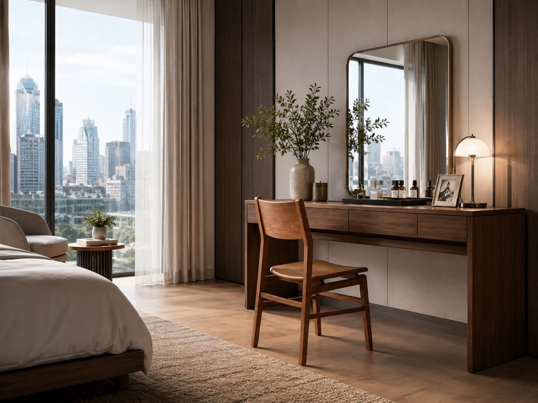Ghế bàn trang điểm gỗ tự nhiên