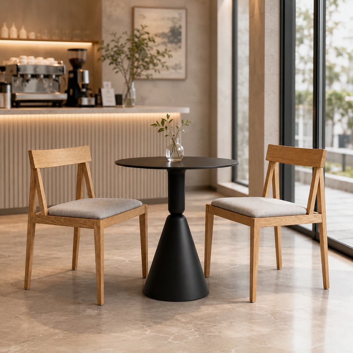 Ghế cafe gỗ nệm vải