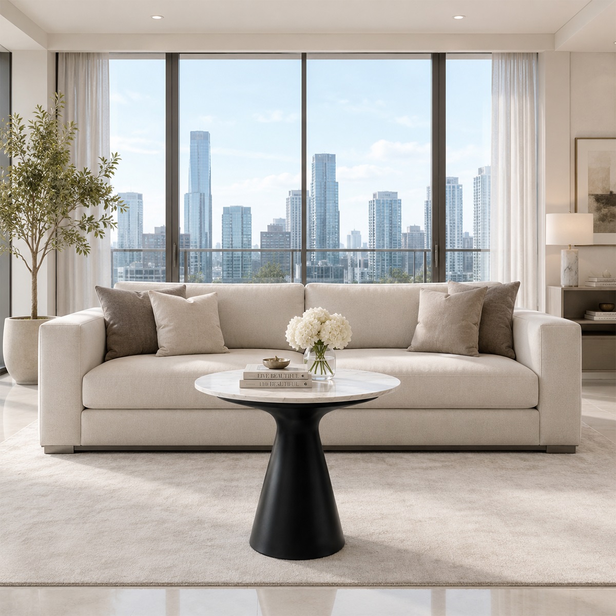 Bàn Trà Sofa Mặt Đá Tròn