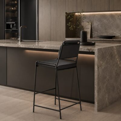 Ghế Quầy Bar Nệm Da Chân Sắt Rope Stool