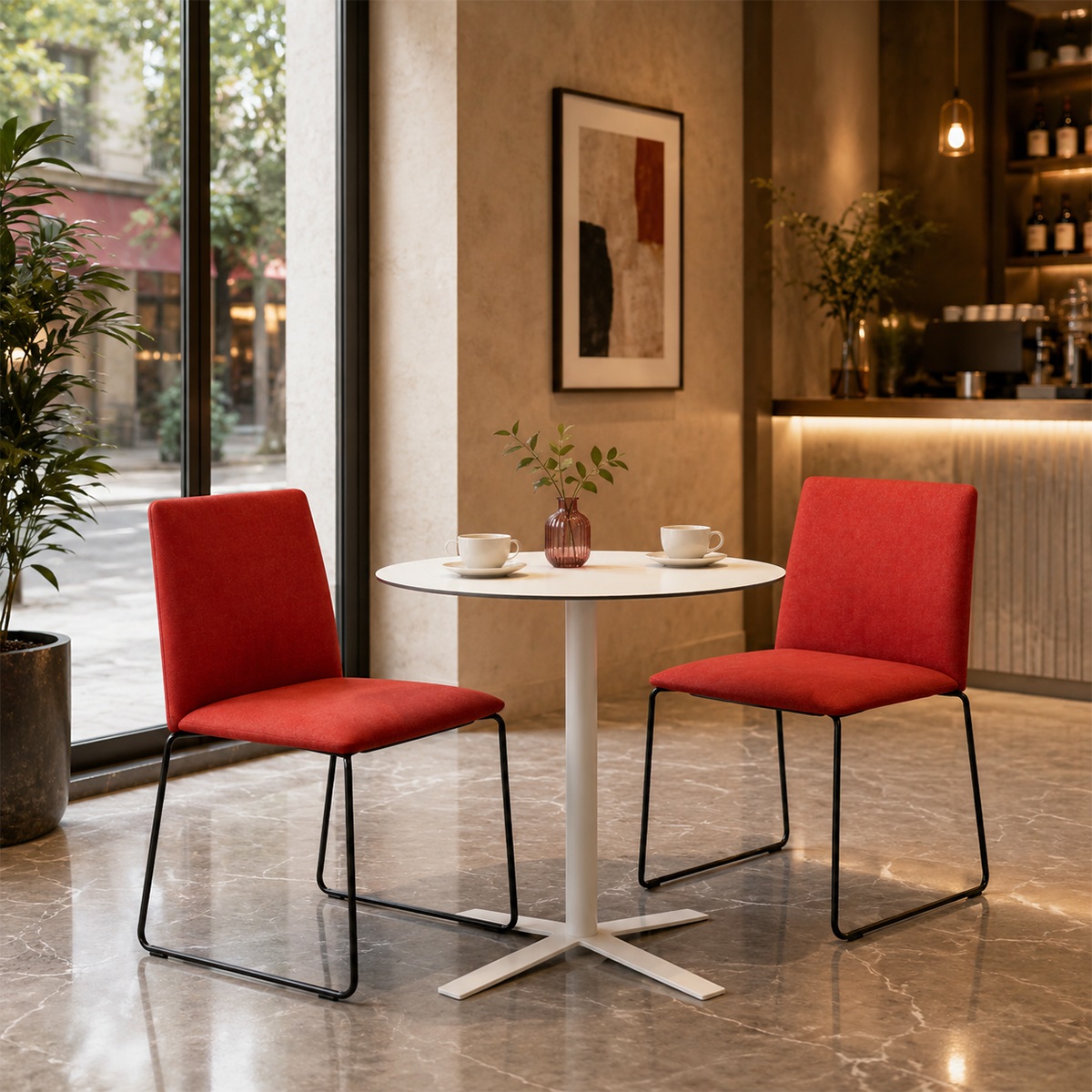 Ghế cafe chân quỳ xếp chồng