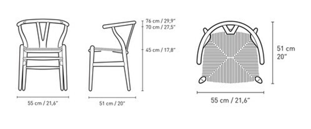 Kích thước ghế Wishbone chair