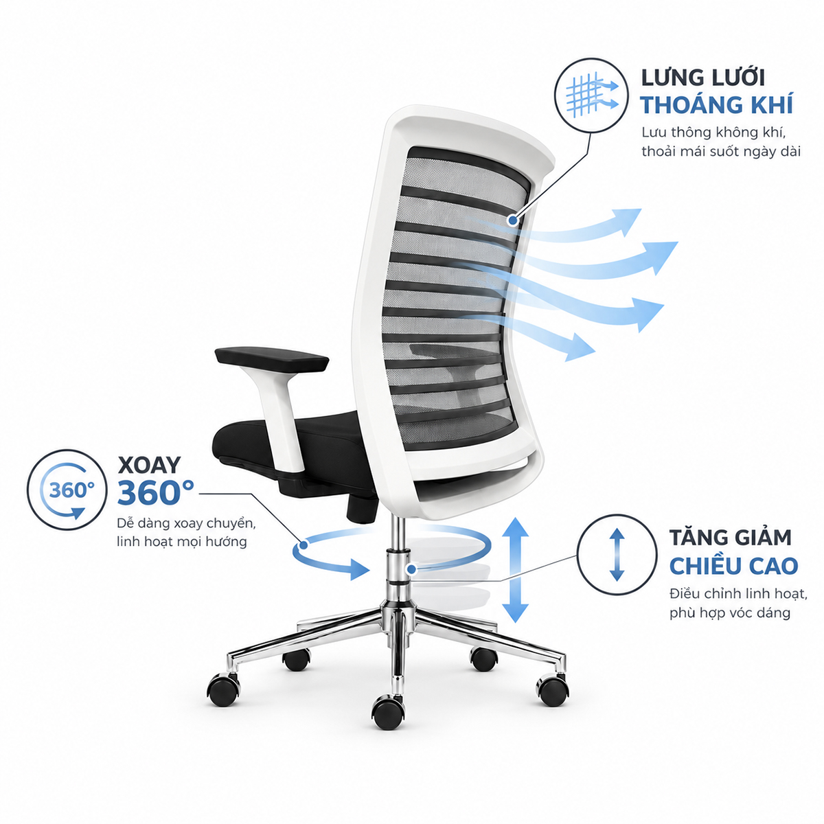 Ghế văn phòng lưng lưới hiện đại