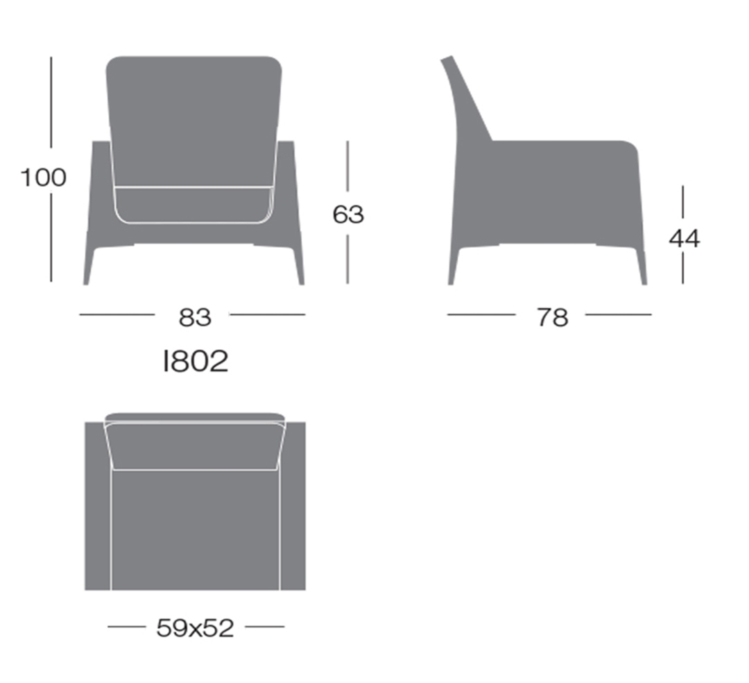 Kích thước sofa đơn Hi Omega