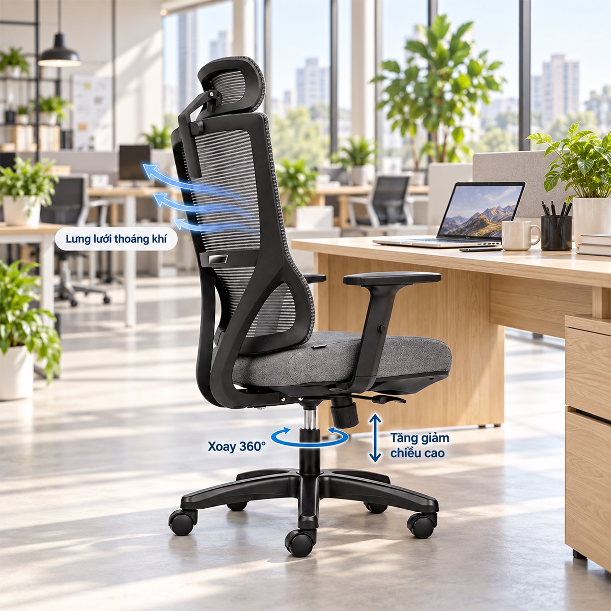 Ghế Xoay Văn Phòng Lưng Lưới RPB-GVP165