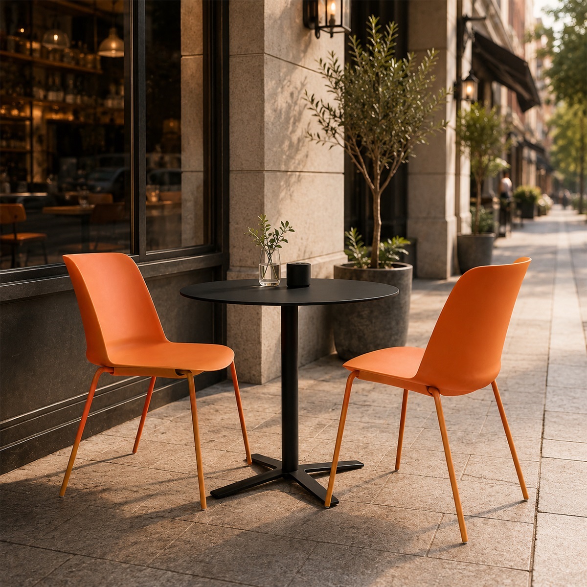 Ghế Cafe Hiện Đại Mặt Nhựa Chân Sắt
