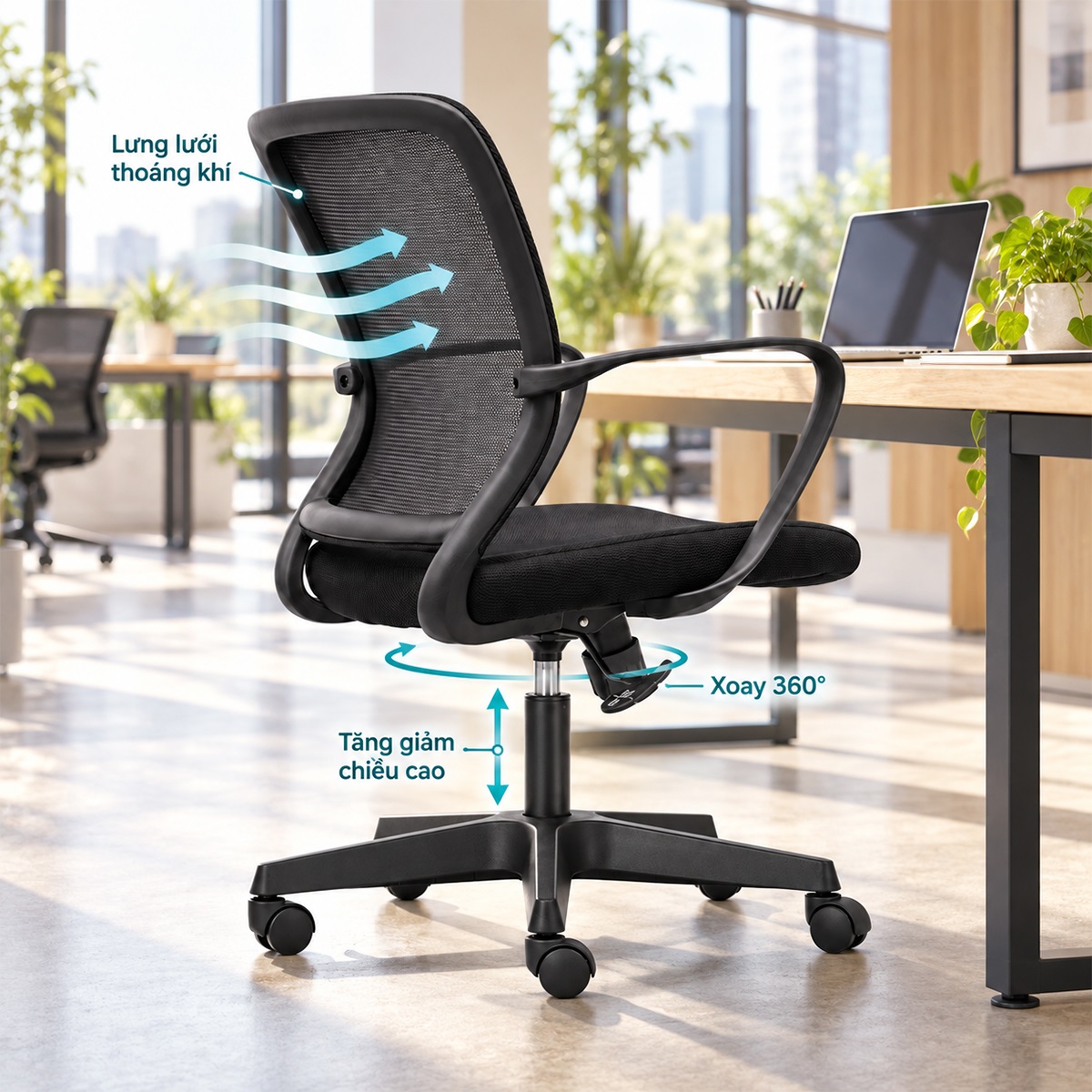 Ghế Xoay Văn Phòng Lưng Lưới RPB-GVP174