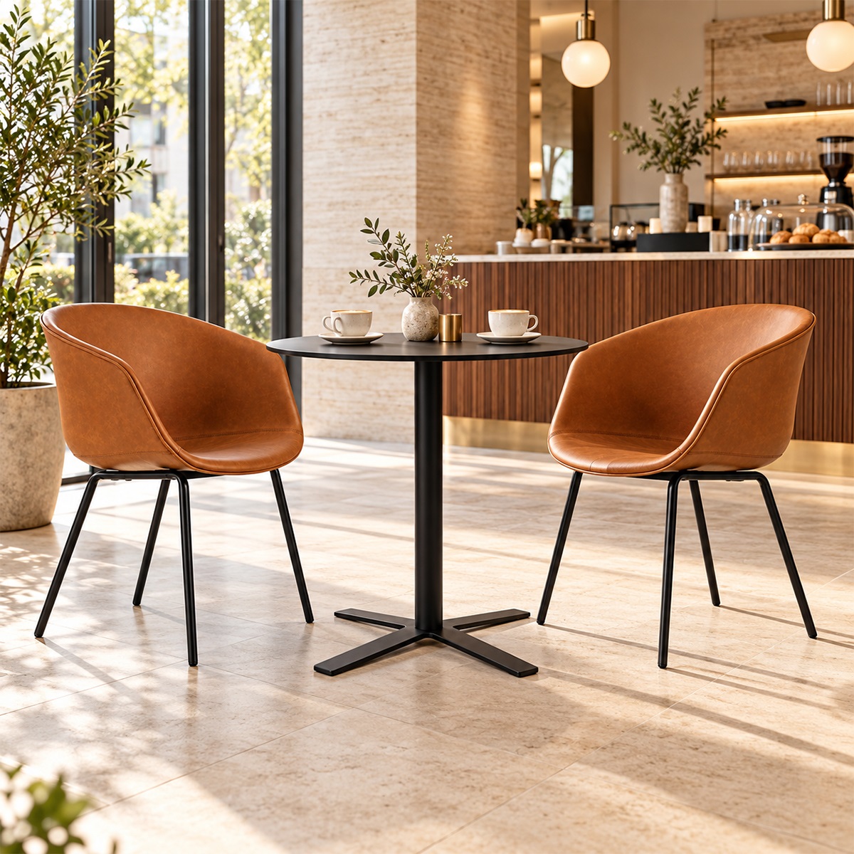 Ghế Cafe Nệm Da PU Chân Sắt AK-WC449
