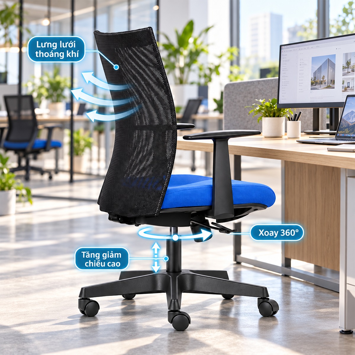 Ghế Xoay Văn Phòng Lưng Lưới Hiện Đại