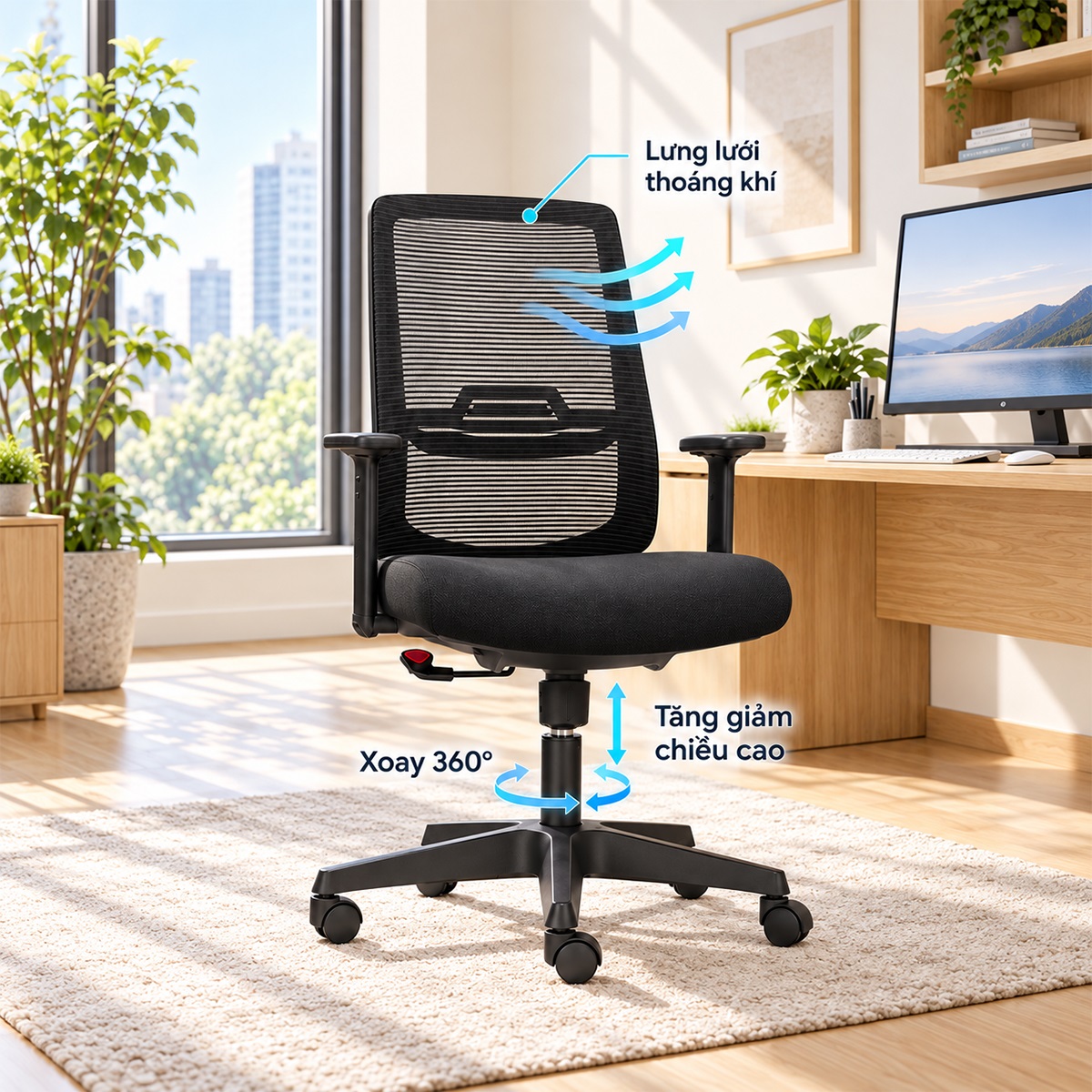 Ghế Xoay Văn Phòng Lưng Lưới RPB-WC1003