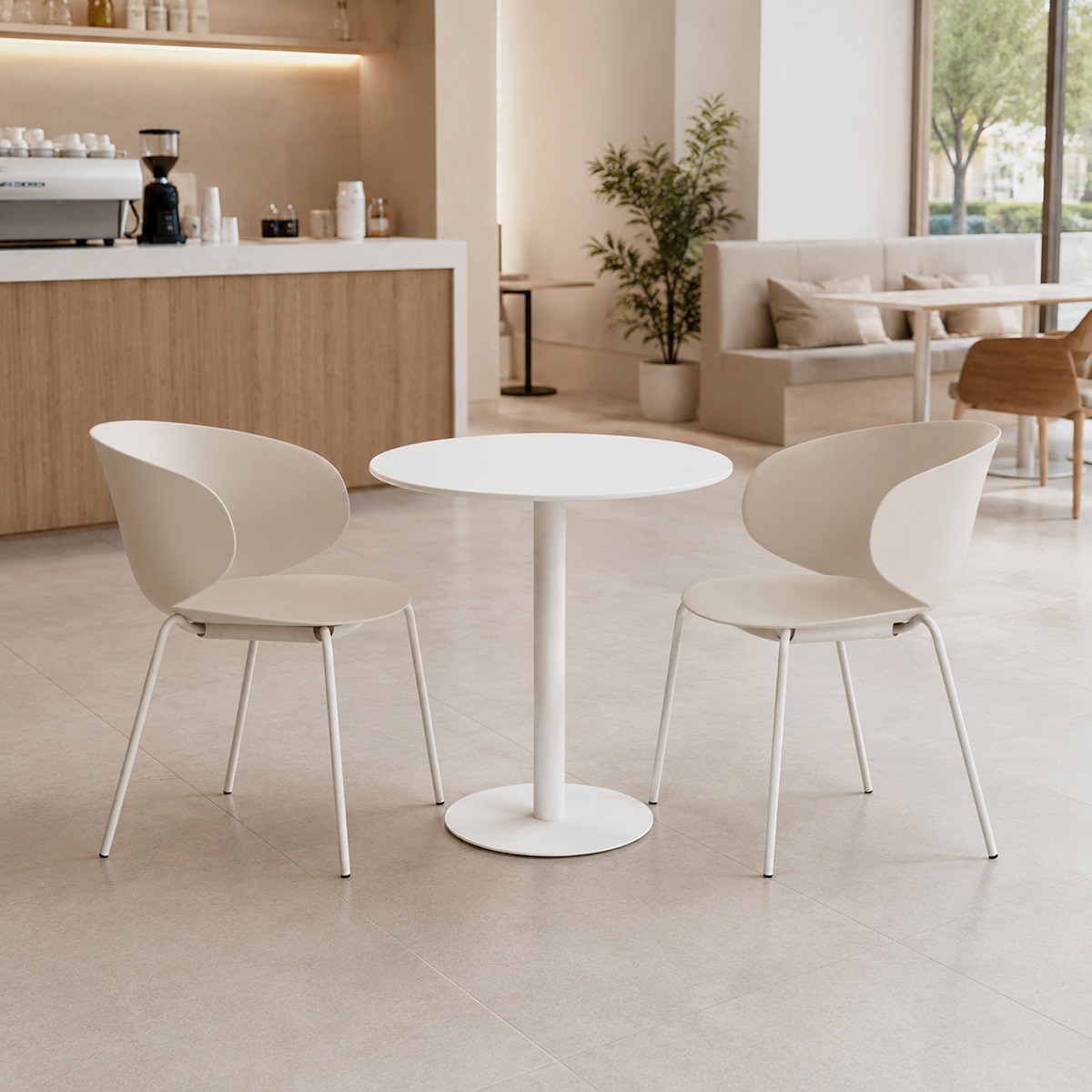 Bàn cafe tròn hiện lại