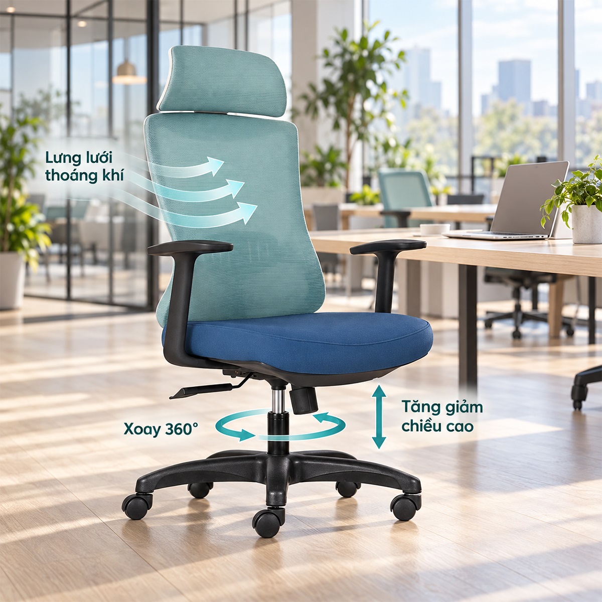 Ghế Xoay Văn Phòng Lưng Lưới RPB-WC370