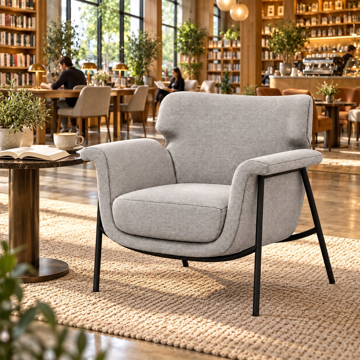 Ghế Armchair Nệm Vải Chân Sắt FM-WC751