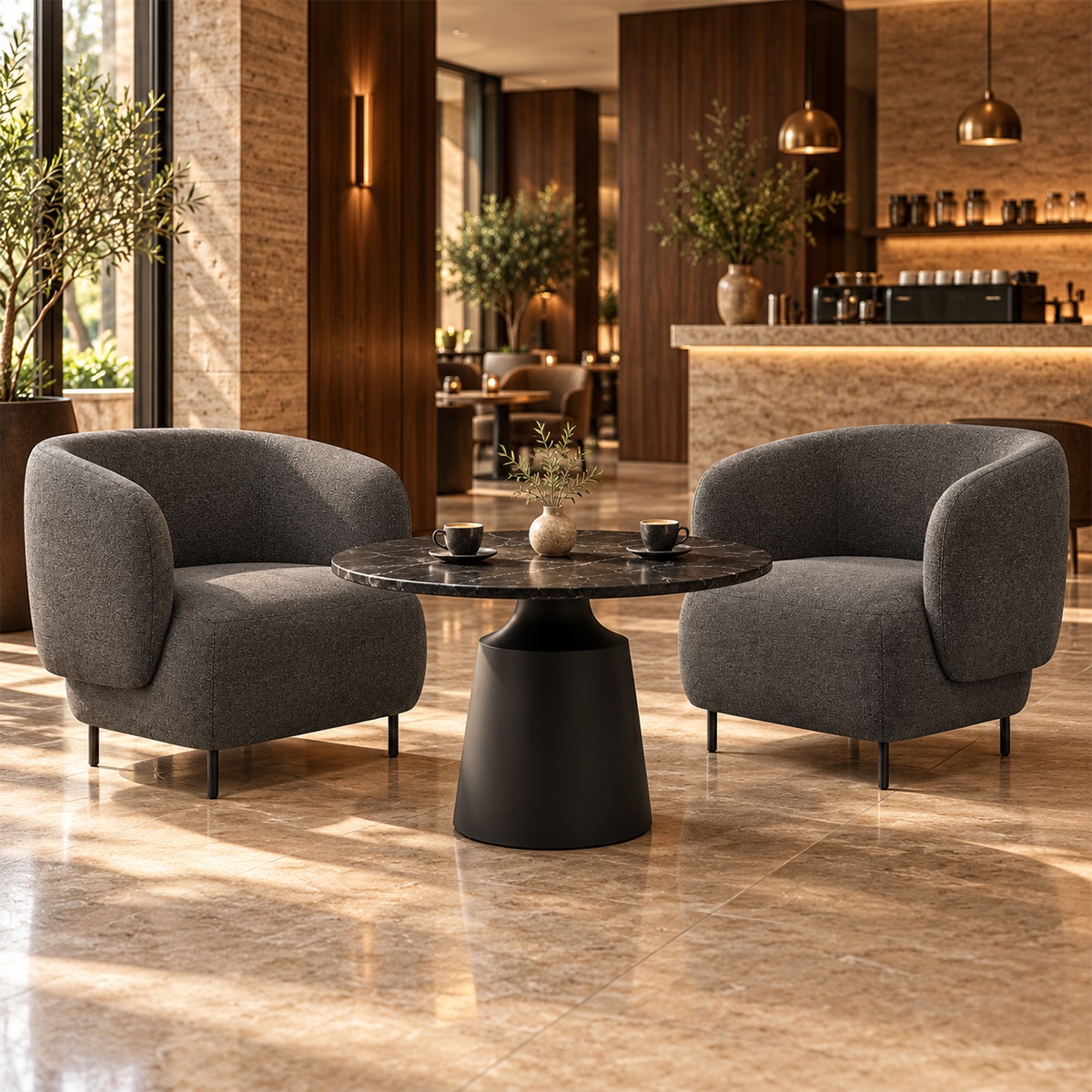 Ghế Armchair Nệm Vải Chân Sắt FM-WC804
