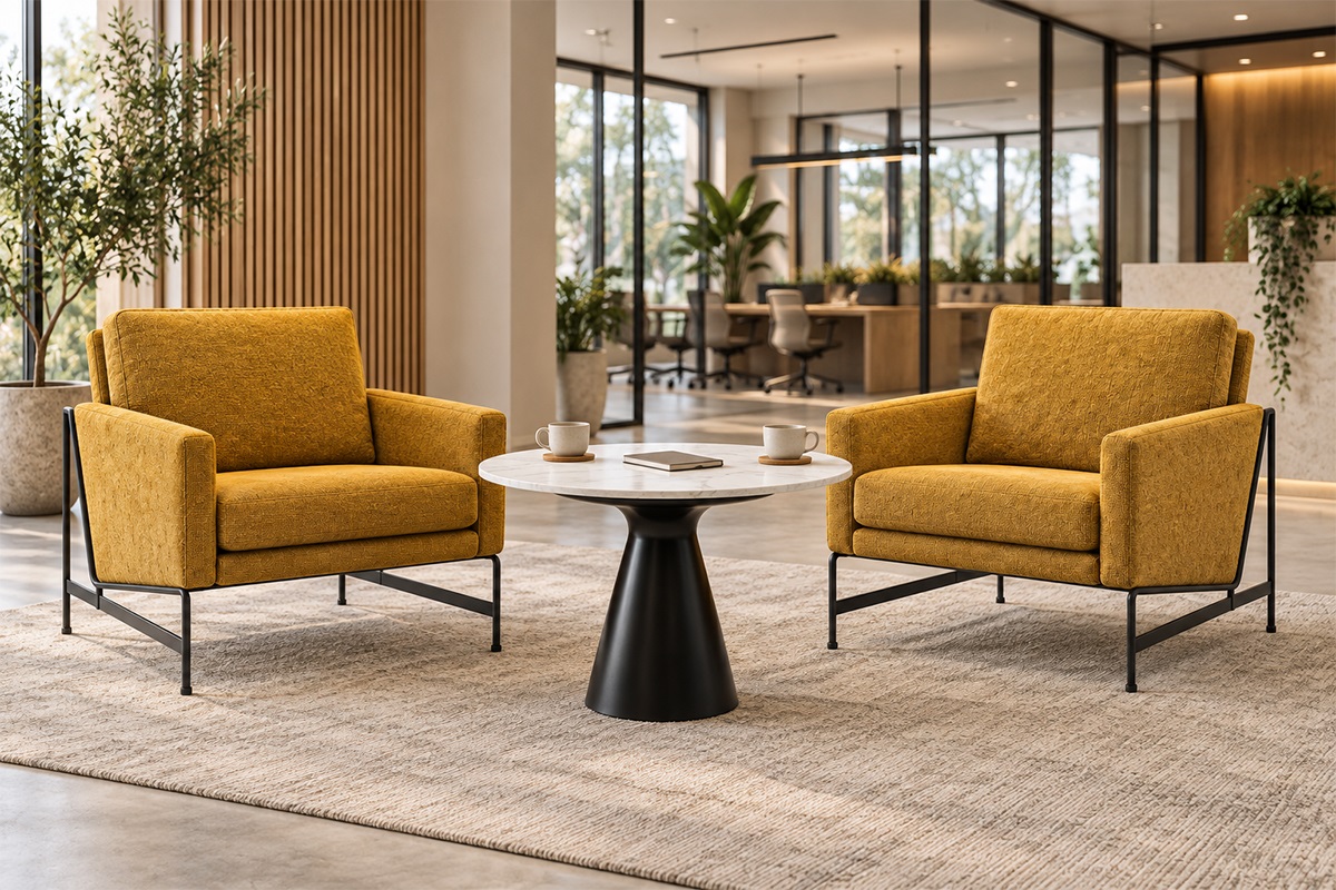 Ghế Armchair Nệm Vải Chân Sắt FM-WC811
