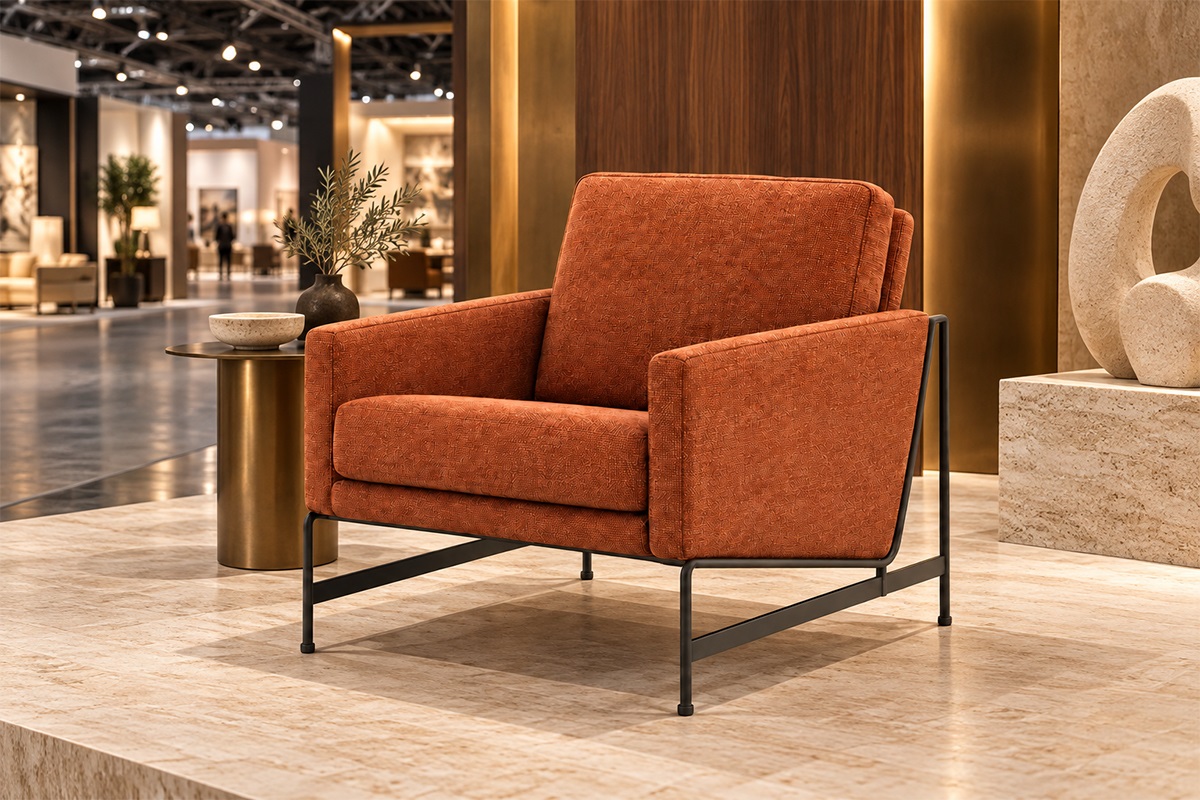 Ghế Armchair Nệm Vải Chân Sắt FM-WC811