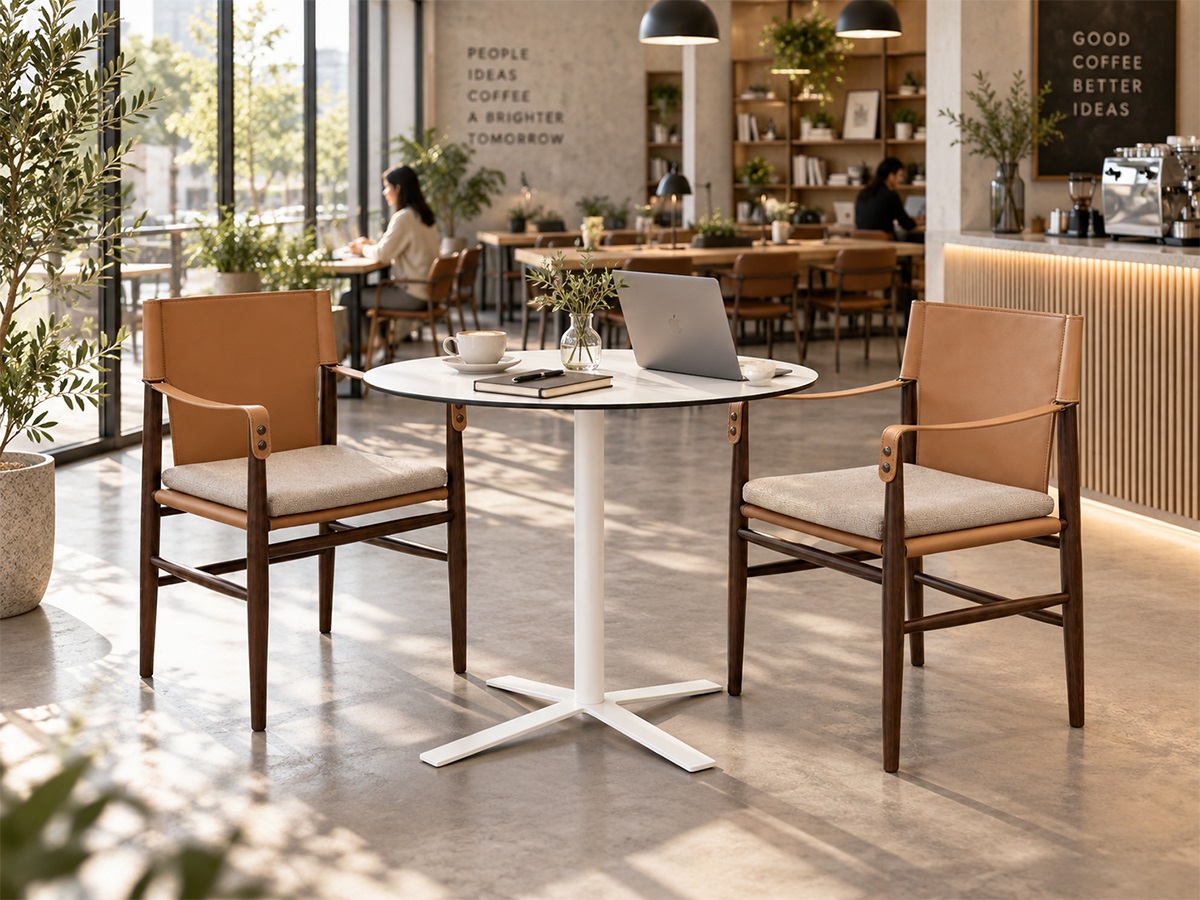 Ghế cafe nệm da chân sắt hiện đại