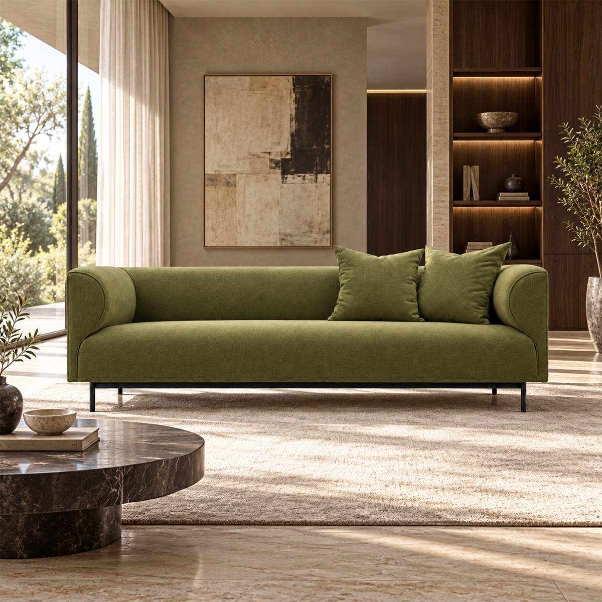 Sofa Băng Nệm Vải Chân Sắt Hiện Đại FM-WC939