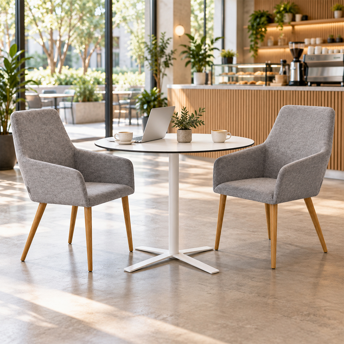 Ghế Cafe Vải Chân Gỗ Hiện Đại SG-WC988