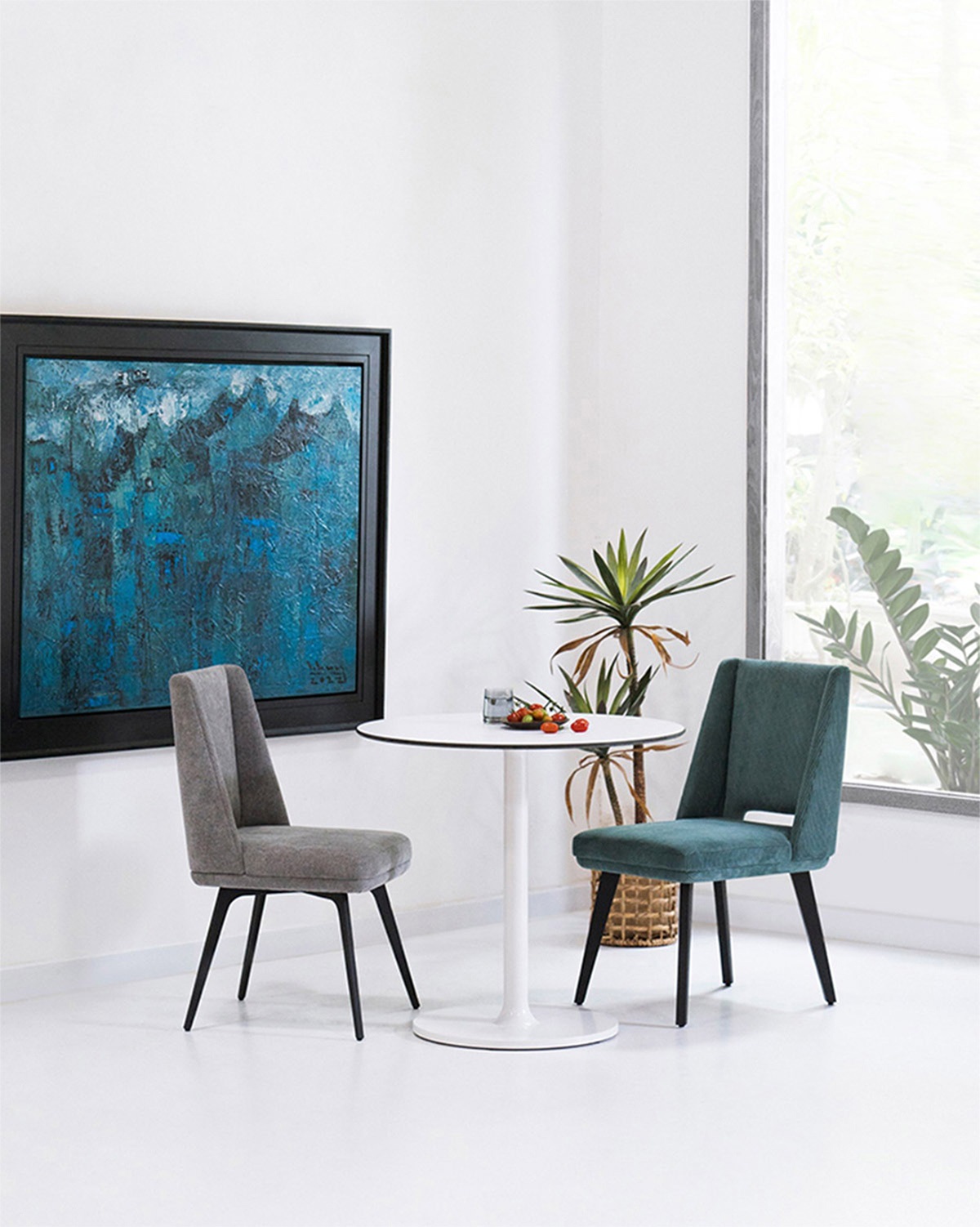 Ghế cafe nệm vải chân sắt