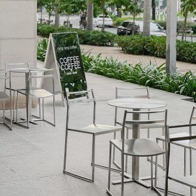 Bàn ghế cafe inox