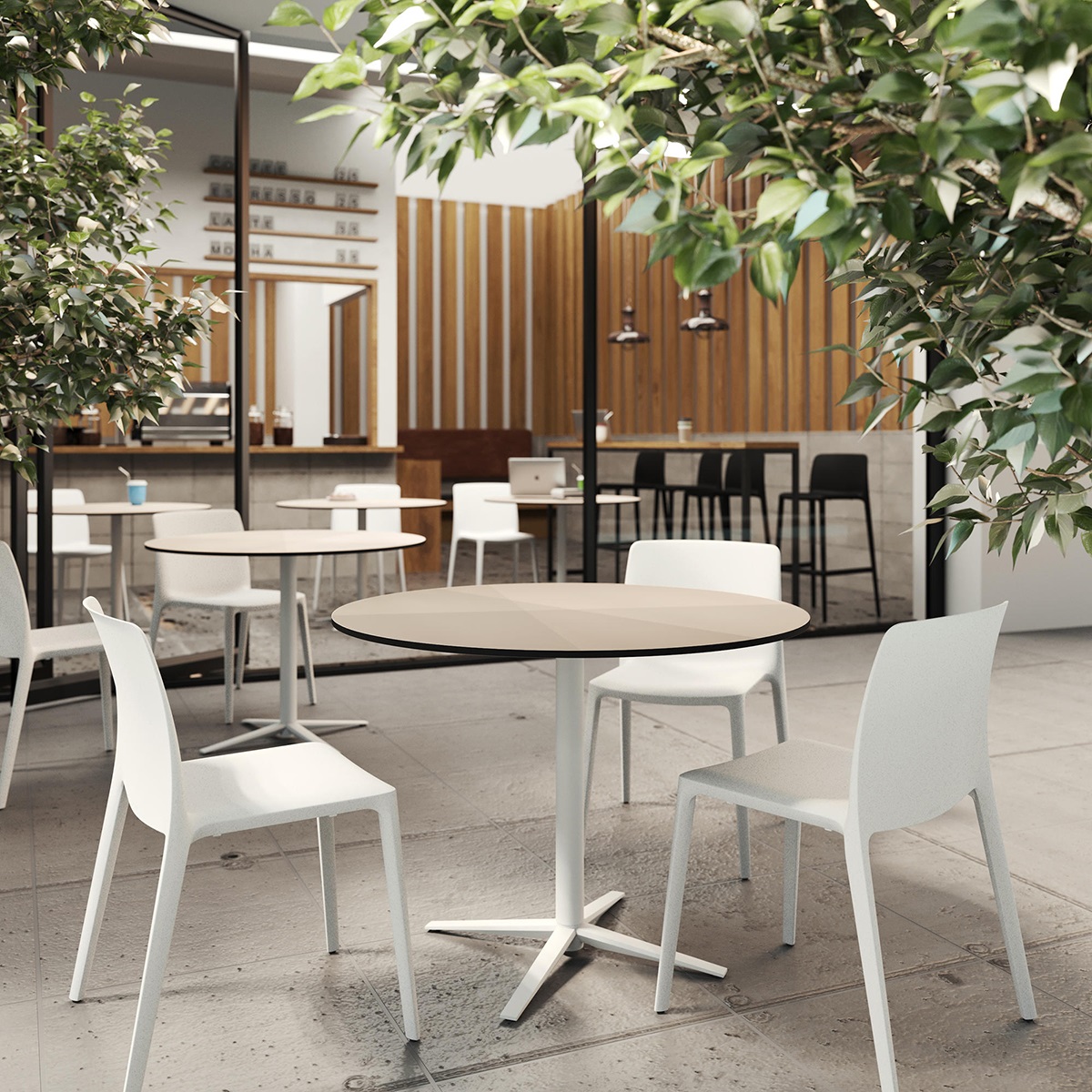 Bàn ghế pantry nhựa đúc xếp chồng