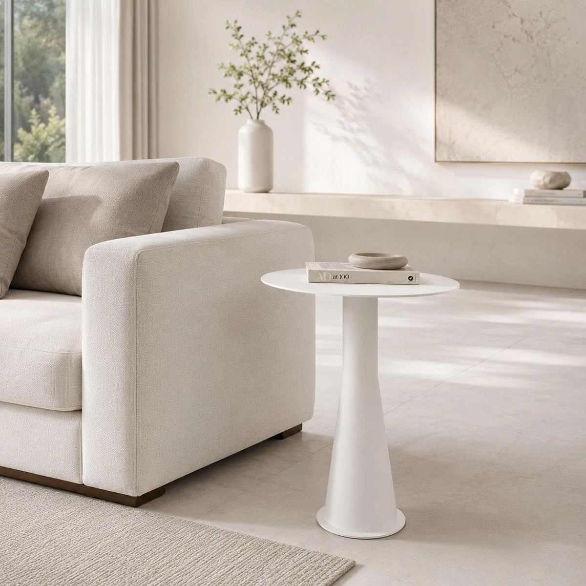 Bàn góc sofa tròn hiện đại
