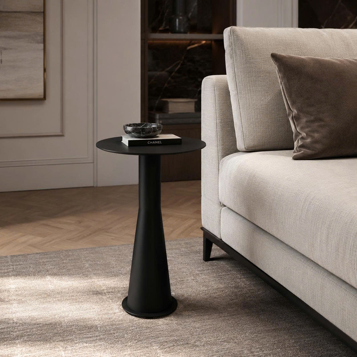Bàn góc sofa tròn hiện đại