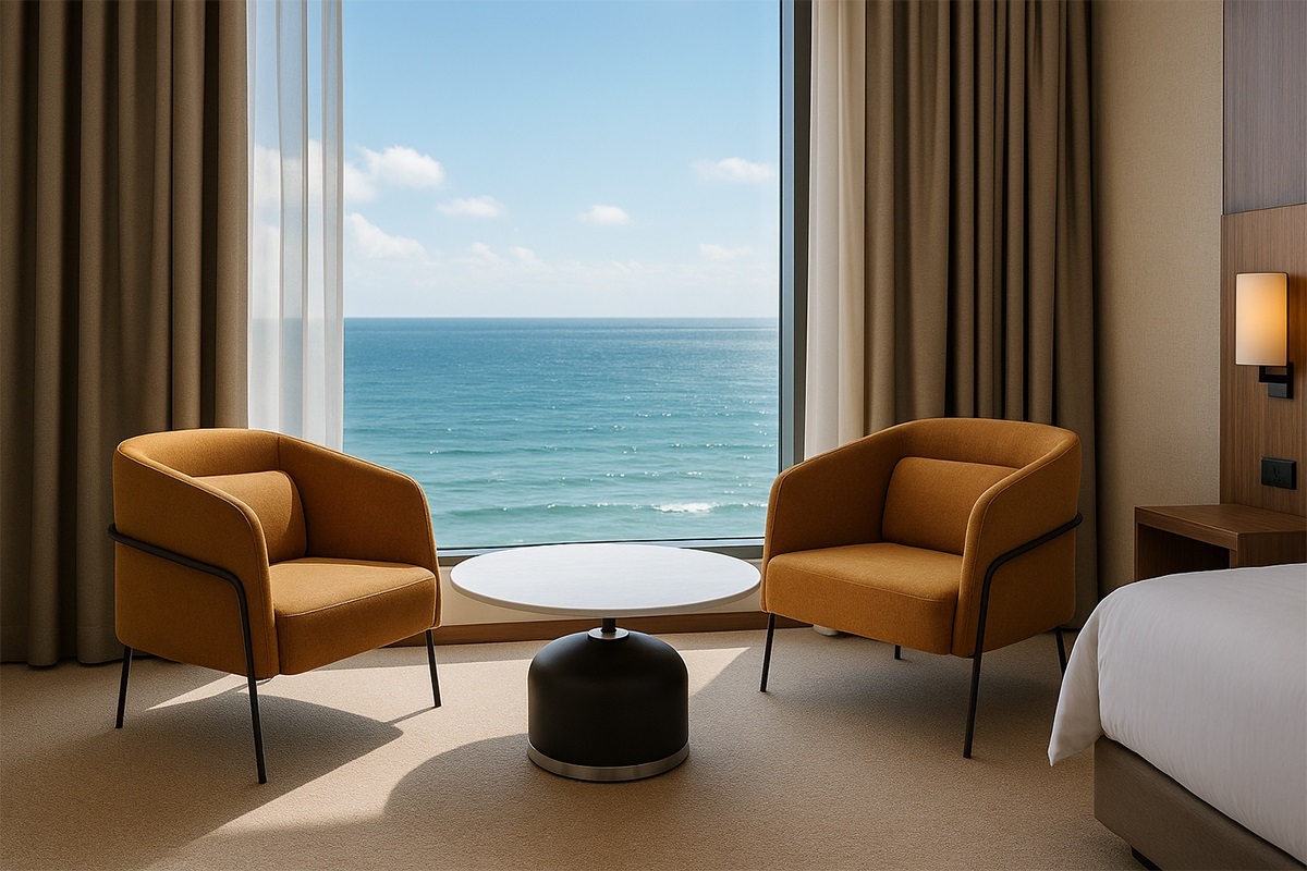 Bộ bàn 2 ghế khách sạn nệm vải