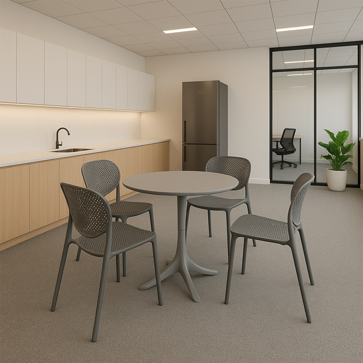 Bộ bàn ghế pantry giá rẻ nhựa đúc nguyên khối