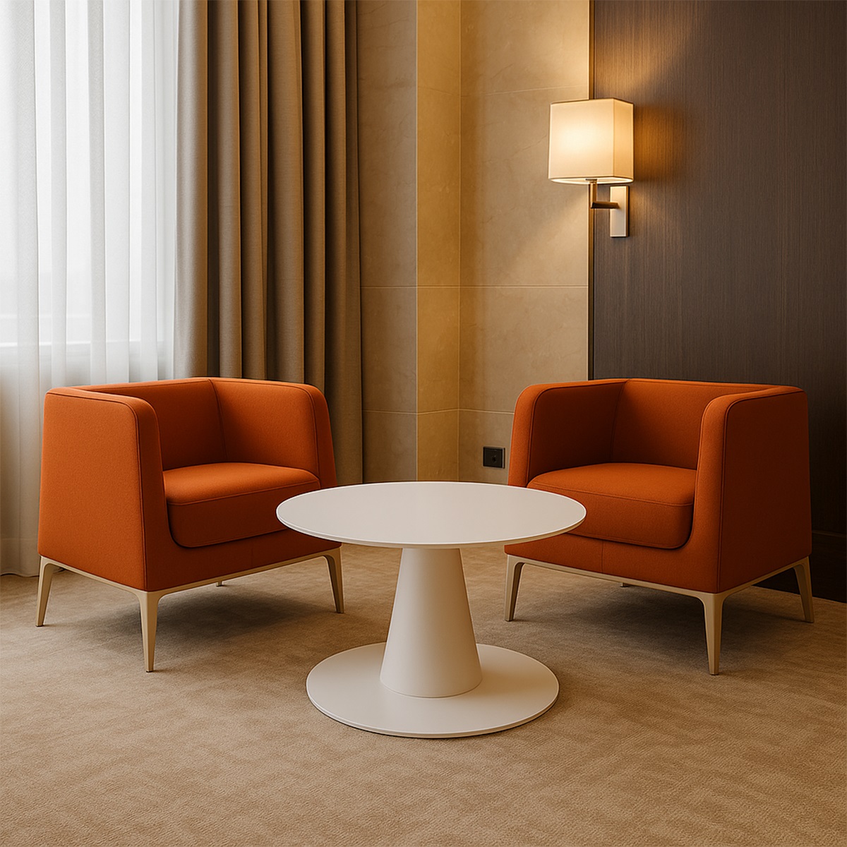 Bộ bàn tròn 2 ghế khách sạn hiện đại