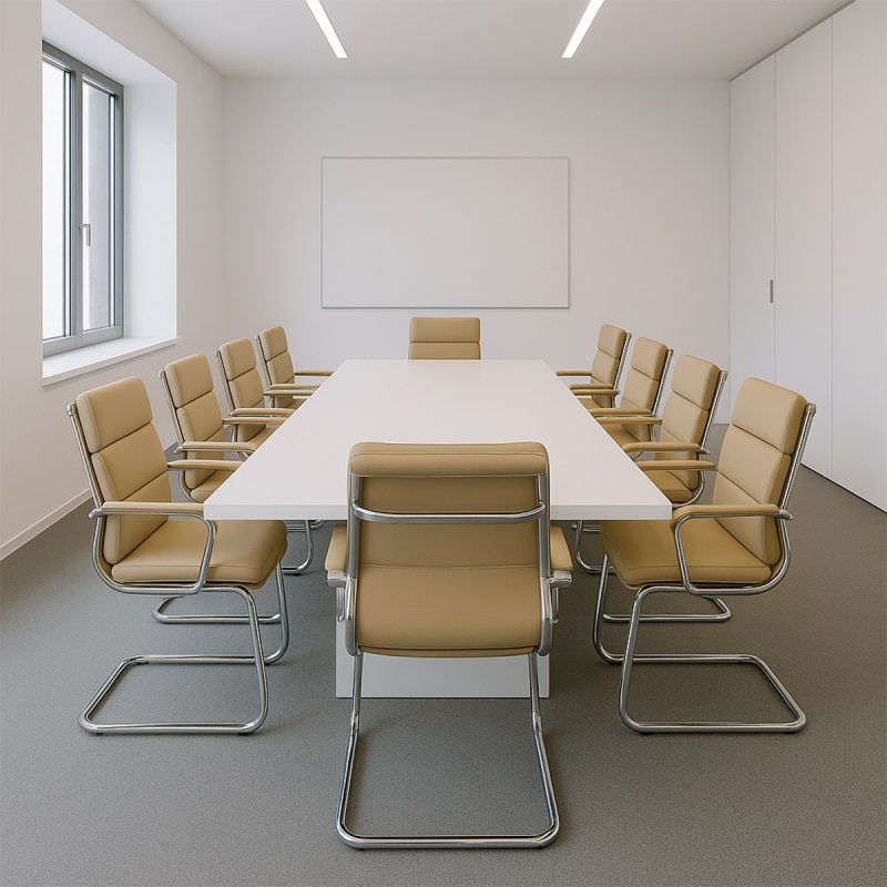 Ghế phòng họp chân quỳ nệm da