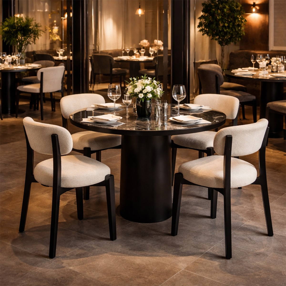 Bàn ăn mặt đá nhà hàng sang trọng