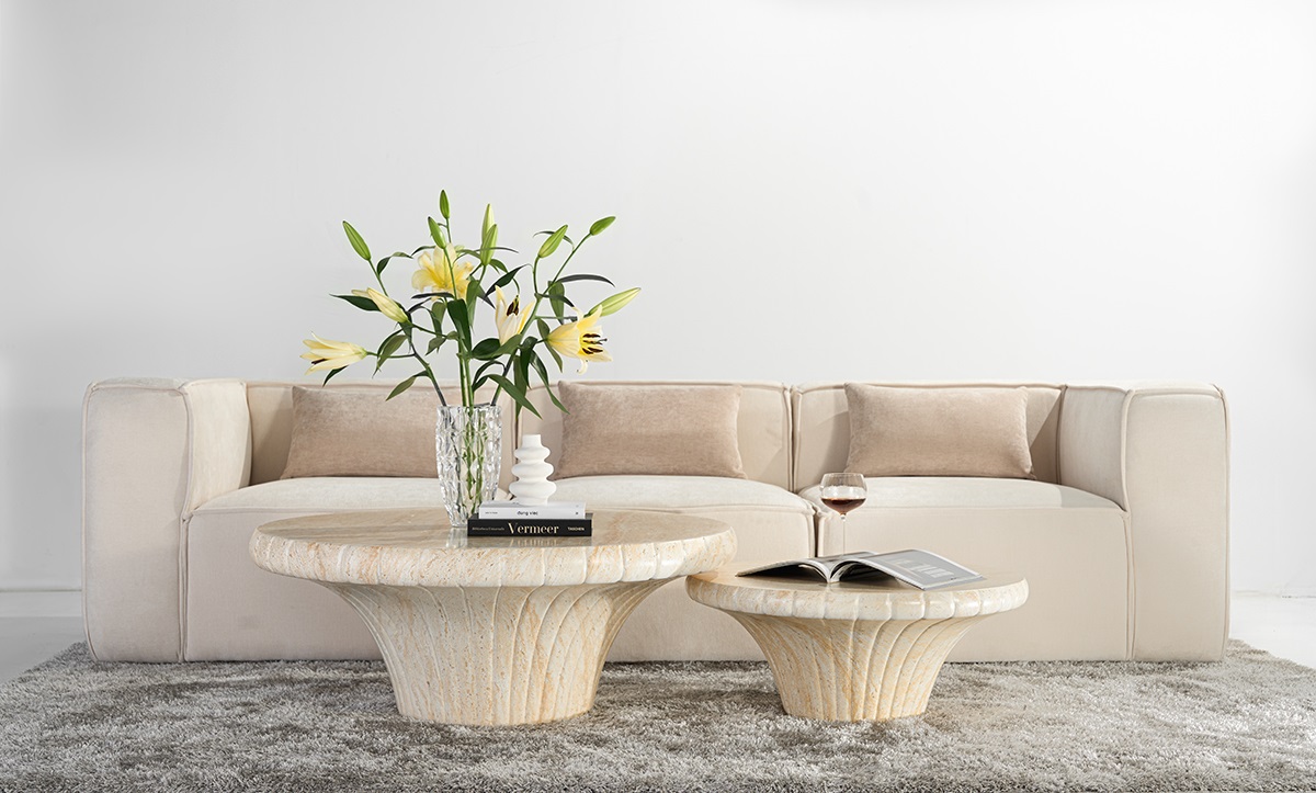 Bàn Trà Sofa Tròn Travertine
