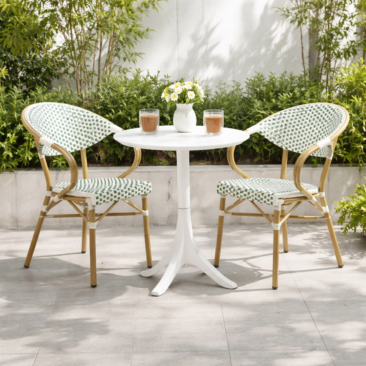 Bộ Bàn Tròn 2 Ghế Cafe Giả Mây