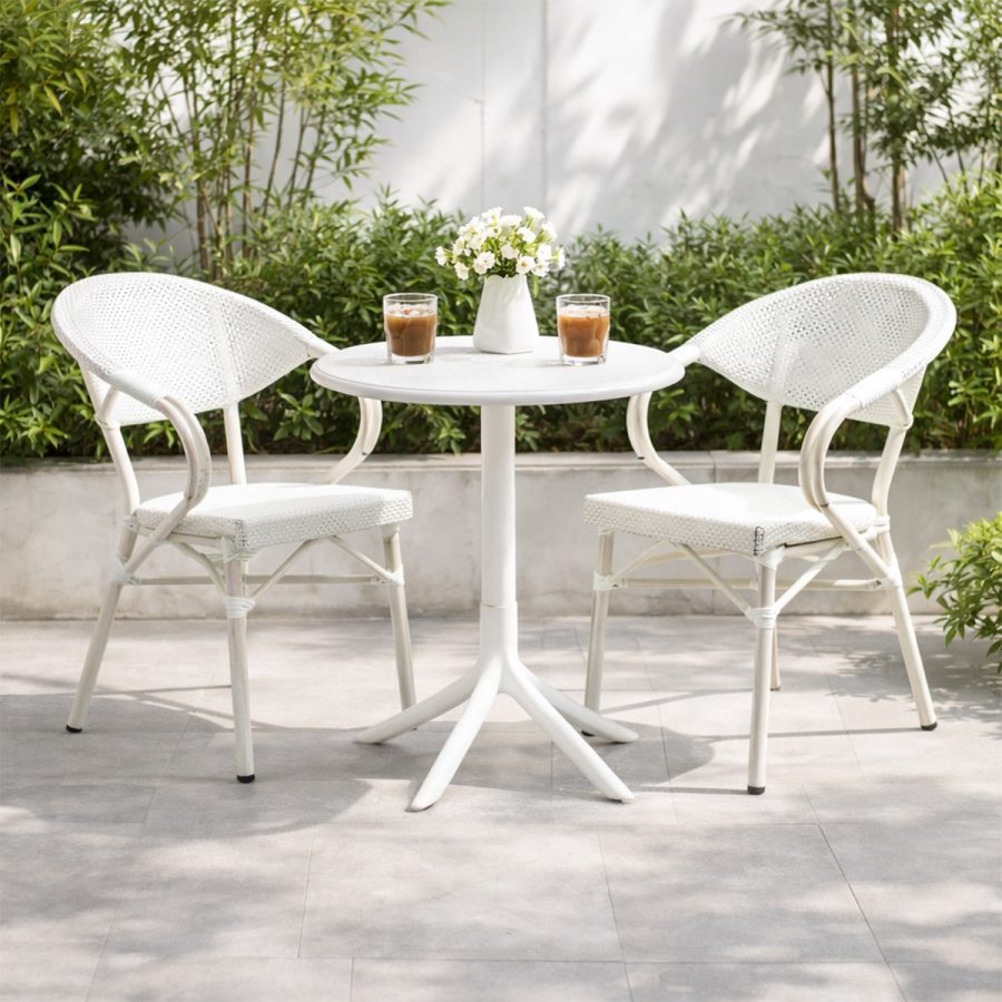 Bộ Bàn Tròn 2 Ghế Cafe Giả Mây