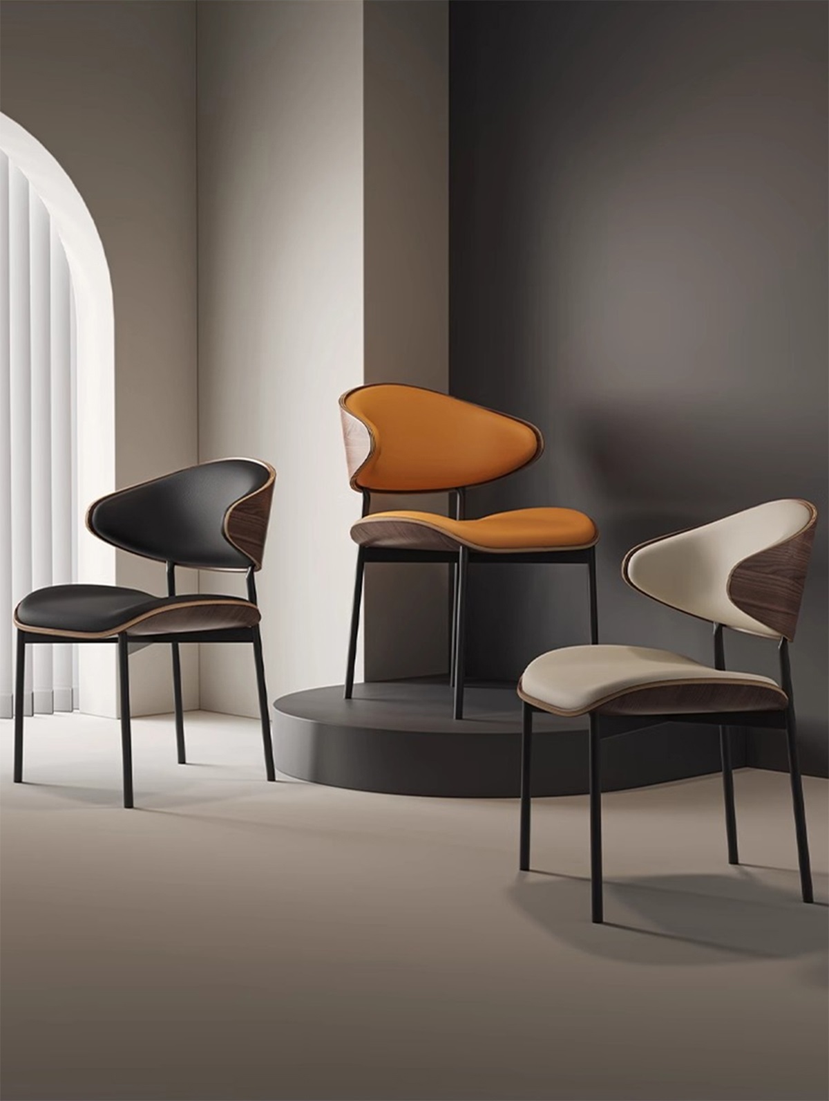 Ghế ăn nệm da chân sắt