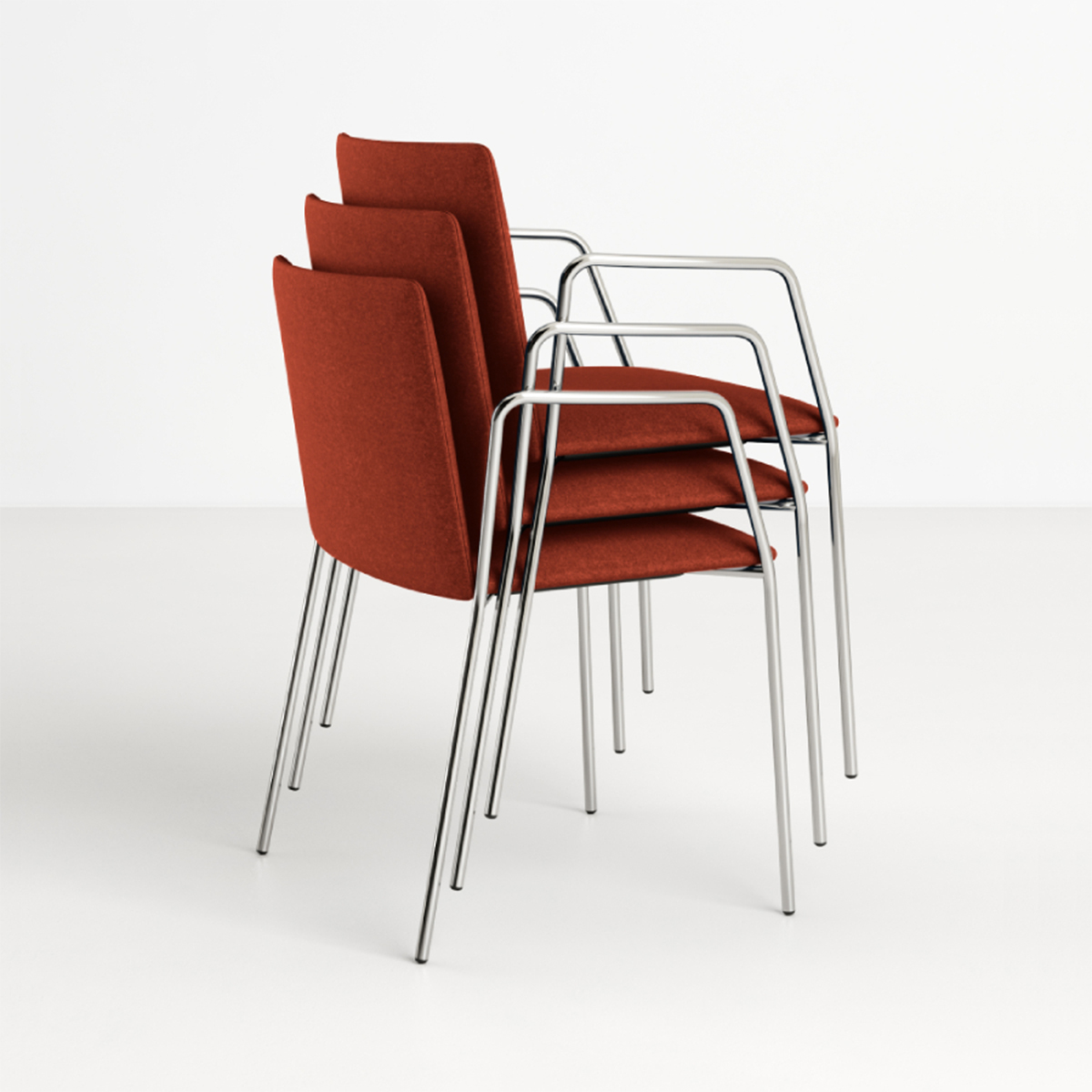 Ghế ăn nệm vải chân sắt có tay vịn