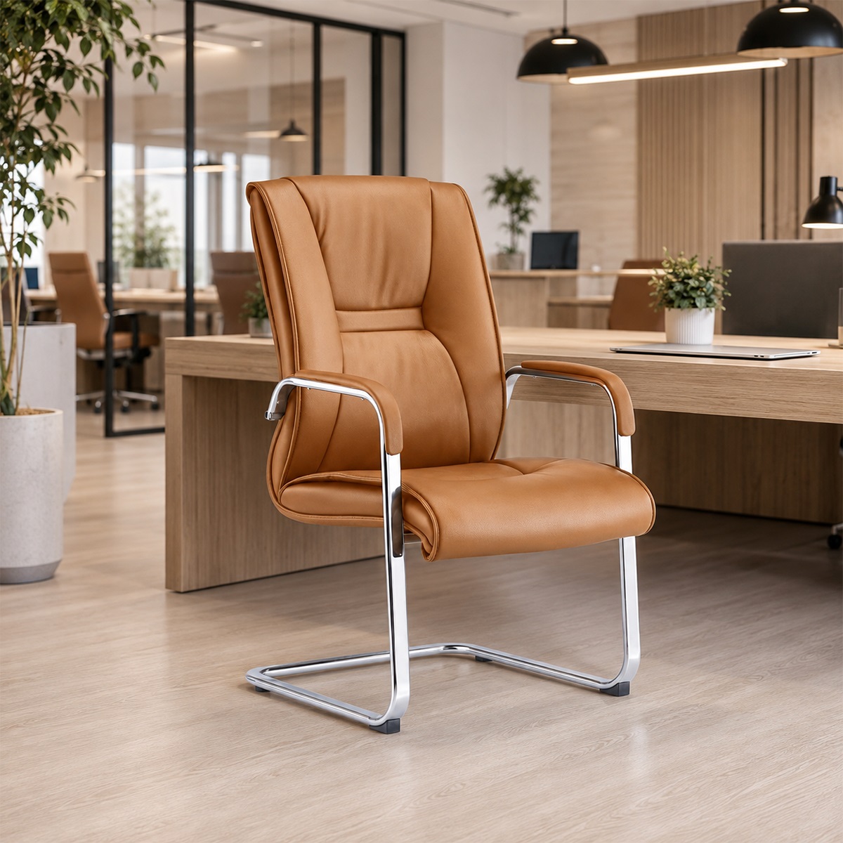 Ghế làm việc chân quỳ nệm da