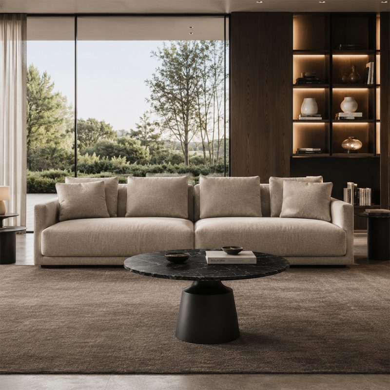 Bàn Trà Sofa Mặt Đá Tròn