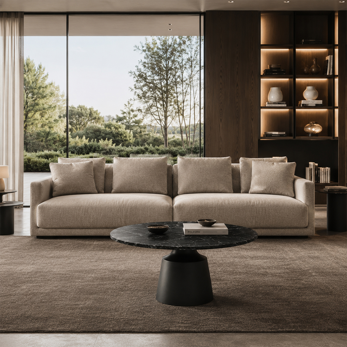 Bàn Trà Sofa Mặt Đá Tròn
