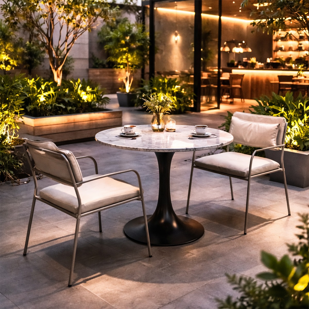 Bàn cafe mặt đá ngoài trời